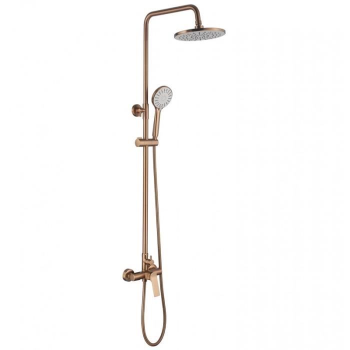 Cuivre Brossé Colonne Douche Salle de Bain Mural Mixer Levier