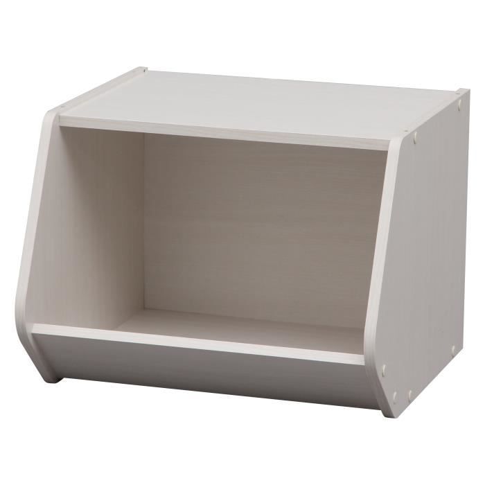 iris ohyama, meuble d'appoint, boîte, étagère de rangement en bois, empilable - stb-400 - chêne blanc - l38.8 x p40 x h30.5 cm