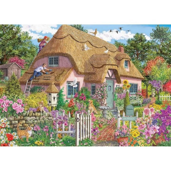 Puzzle 1000 pièces - JUMBO - Falcon (Cottage au toit de chaume) - 68 x 49 cm - Dès 12 ans