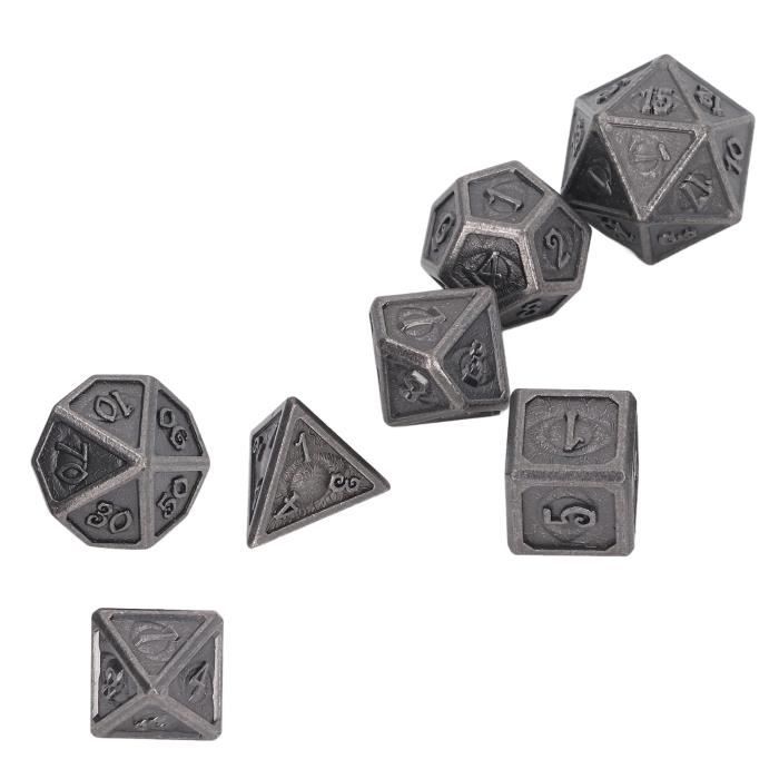 Jeu de dés en métal - ATYHAO - 7 PCS Metal Dice Set - Chiffres clairs - Roulement équilibré
