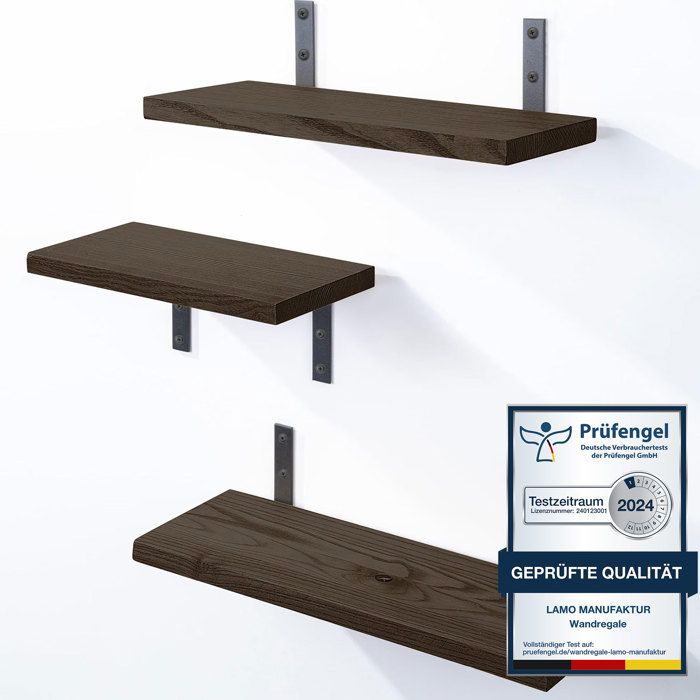Rebecca Mobili Set 3 Étagères Murales Rectangles Bois Shabby - Décoration Rustique Cuisine Chambre