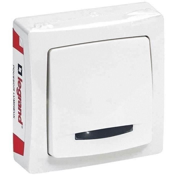 Interrupteur ASL poussoir lumineux 6A - blanc