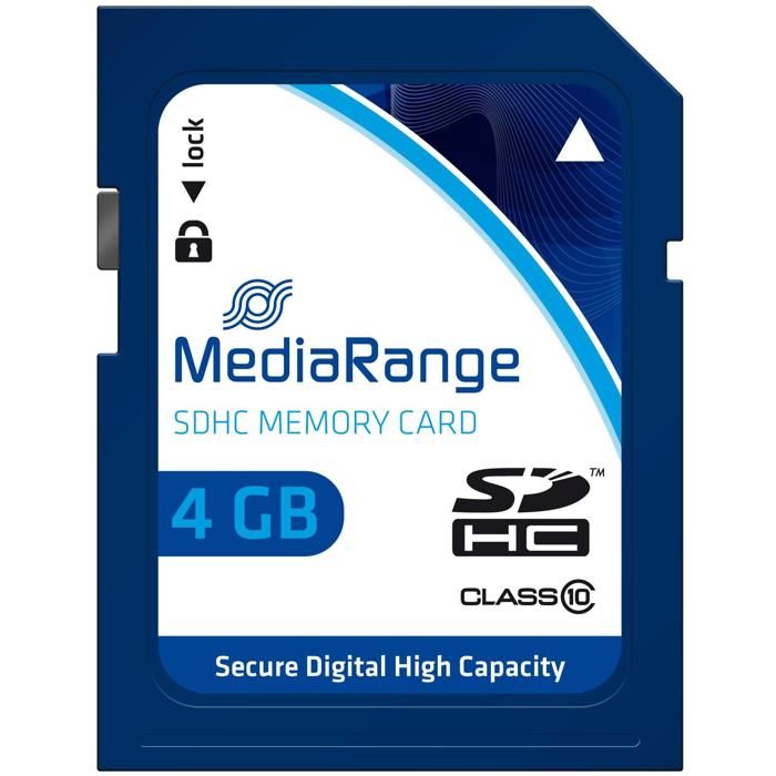 Carte mémoire SDHC - MEDIARANGE - 4 Go - Classe 10