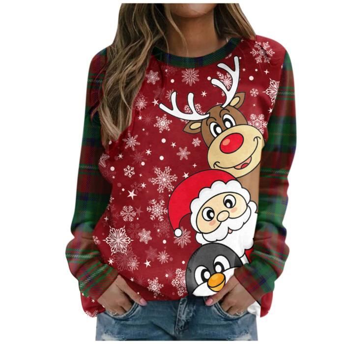 Sweatshirt - Tan - Noël - Imprimé Père Noël - Manches Longues - Casual