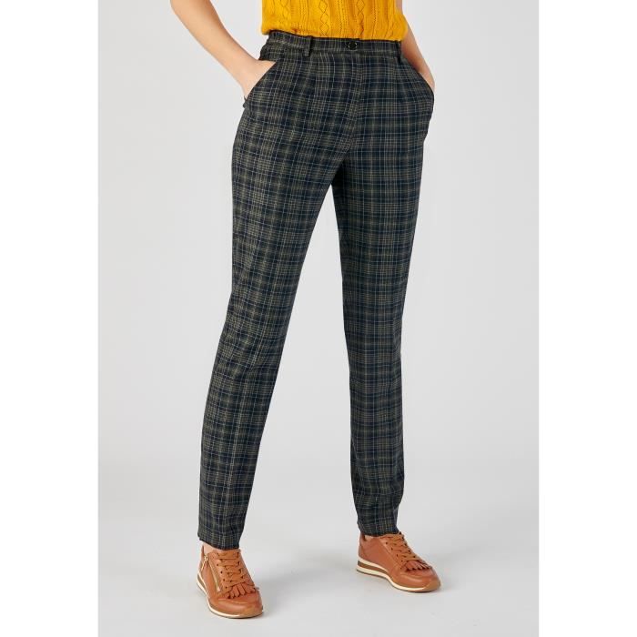 Pantalon Damart Pantalon droit lainage aspect flanelle 2 statures Anthracite Carreaux Anthracite carreaux Cdiscount Pret a Porter