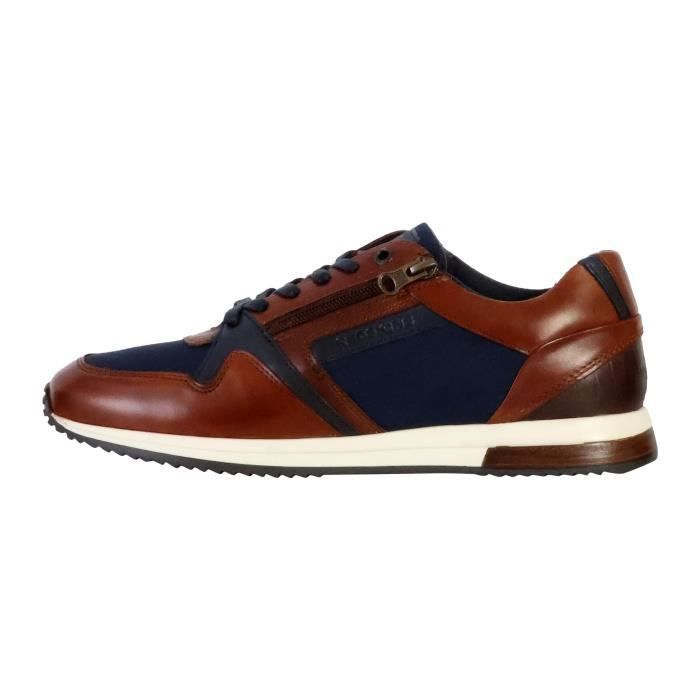Redskins Baskets basses homme - REDSKINS - Cognac-Marine - Bleu - Lacets - Plat