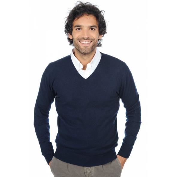Old River Pull homme sensation cachemire col VBleu marine S Bleu