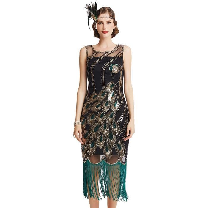 Robe Soir e Robe sans Manches Motif Paon Robe de soir e Femme