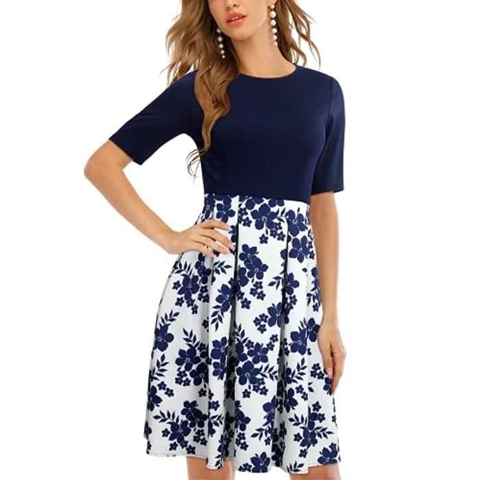 Robe ELIZA J Taille Plus 18W - Coupe Florale Évasée Avec Superposition Maille à Pois - Neuve