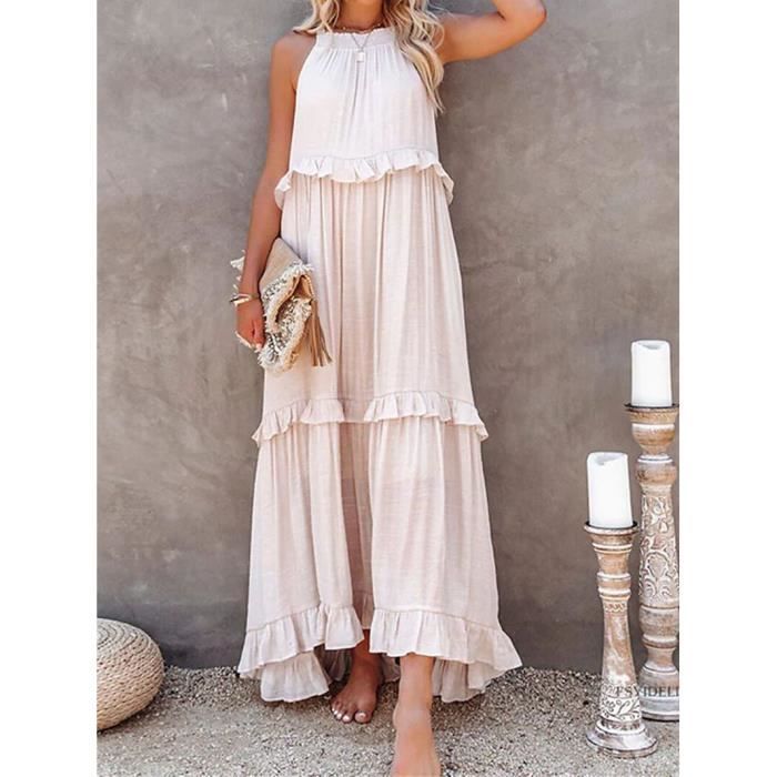 Robe Longue D'Été Femme Wantonfy - Robe Casual Sans Manches Avec Poches, Confort Et Style