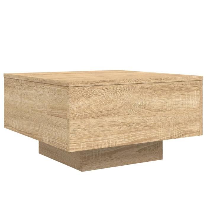 Table basse - MXZZAND - Chêne sonoma - 55x55x31 cm - Lumières LED - Design contemporain
