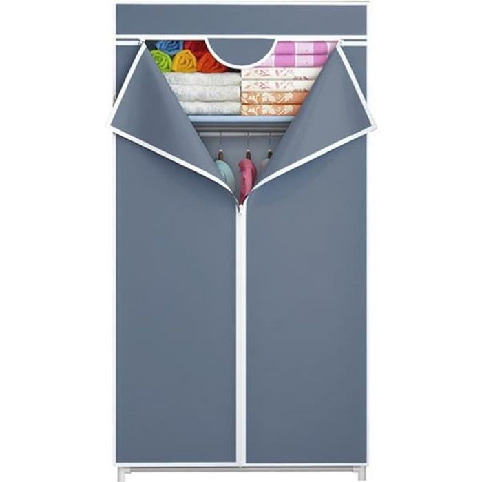 Armoire à vêtements coloris gris blanc en toile longueur 70 x