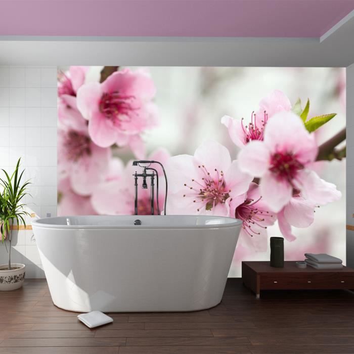 Papier Peint Fleurs De Cerisier 3D – Autocollant Mural H790, Facile à Poser, Style Japonais