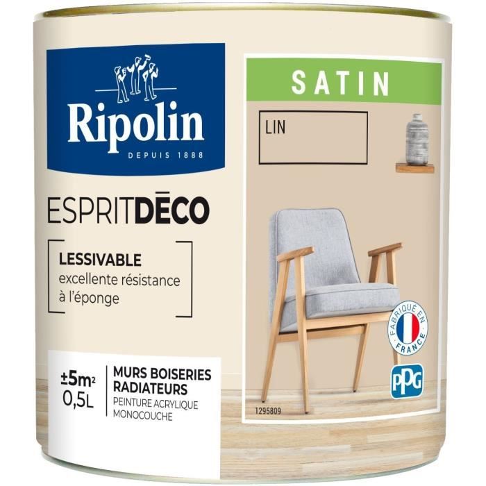 RIPOLIN Peinture murale Esprit déco multi-supports - 0,5 L - Lin - Achat /  Vente peinture - vernis Peinture déco 0,5 L Lin - Cdiscount