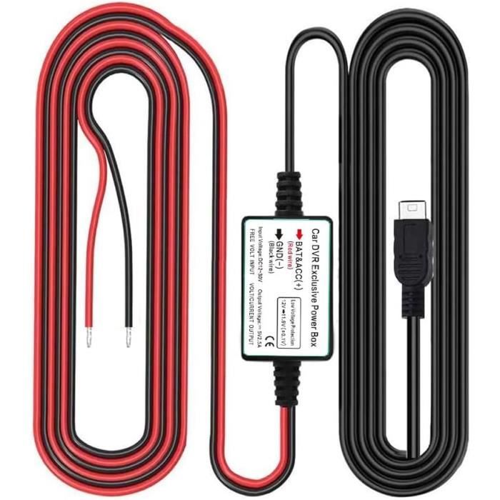 Kit Câblage Caméra De Tableau De Bord – Alimentation Directe 12V à 5V – Pour Surveillance Parking 24/7