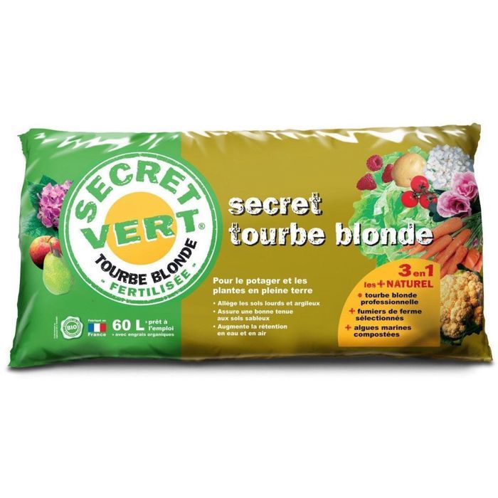 Tourbe blonde potager et plantes en pleine terre 60 litres