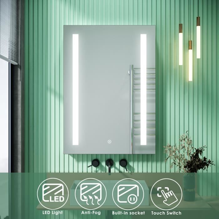 Miroir de salle de bain 50x70 cm avec bandeau LED supérieur blanc naturel | Leroy Merlin Miroir de salle de bain 50x70 cm avec bandeau LED supérieur blanc naturel | Leroy Merlin