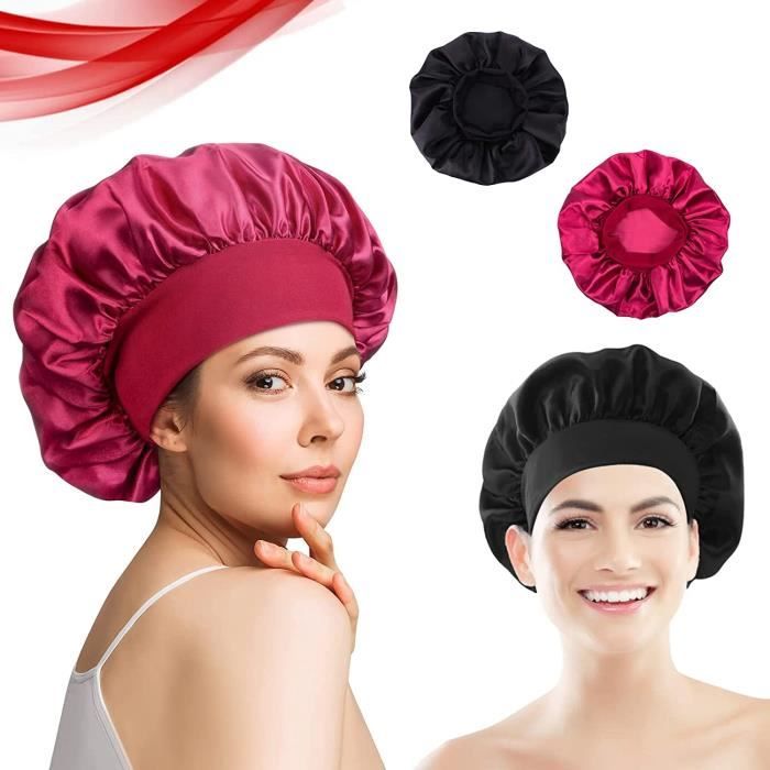 3 Pcs Bonnet Satin Cheveux Nuit, Bonnet de Sommeil Réglable, Bonnet De Nuit  Satin,pour Femmes Filles Cheveux Longs (Rouge+Noir+Gris) - Cdiscount Au  quotidien