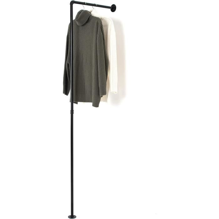 Porte-manteau Mural Industriel Doré - Tringle à Vêtements 50x30 Cm - Fixation Incluse, Style Loft Pour Dressing/couloir