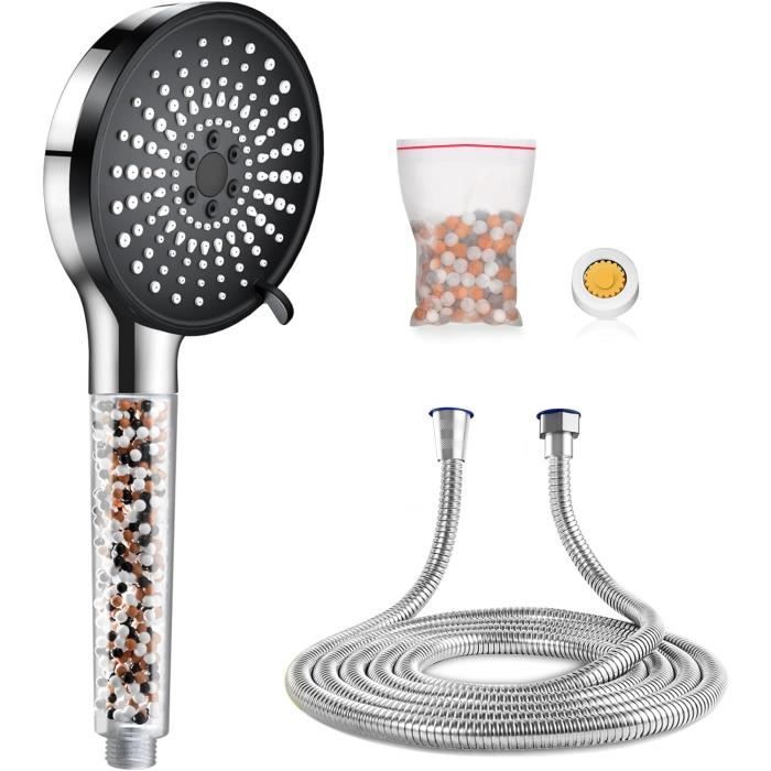 Pommeau De Douche Économique Avec Tuyau 2m - 3 Modes De Jet, Haute Pression, Design Étoilé - Blanc, Connexion G1/2
