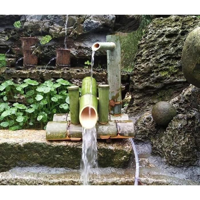 Fontaine à eau de jardin en bambou avec pompe - TRAHOO - Cascade -  Electrique - Cdiscount Jardin