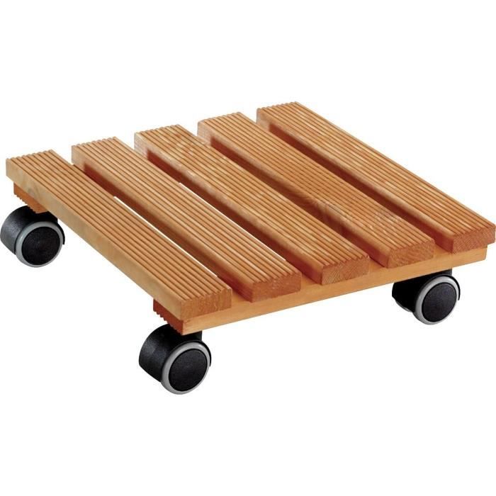 WAGNER Support à Roulettes Pot De Fleur Feng Shui 28x28x5.5cm - Bois Massif Aulne FSC, Nature Huilé - Charge 100kg - Made In EU