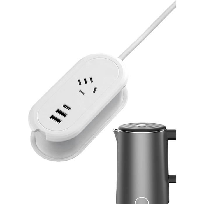 Rallonge De Prise électrique Extensible Avec USB - Longueur Réglable 47-67cm, Idéale Derrière Canapé Ou Bureau