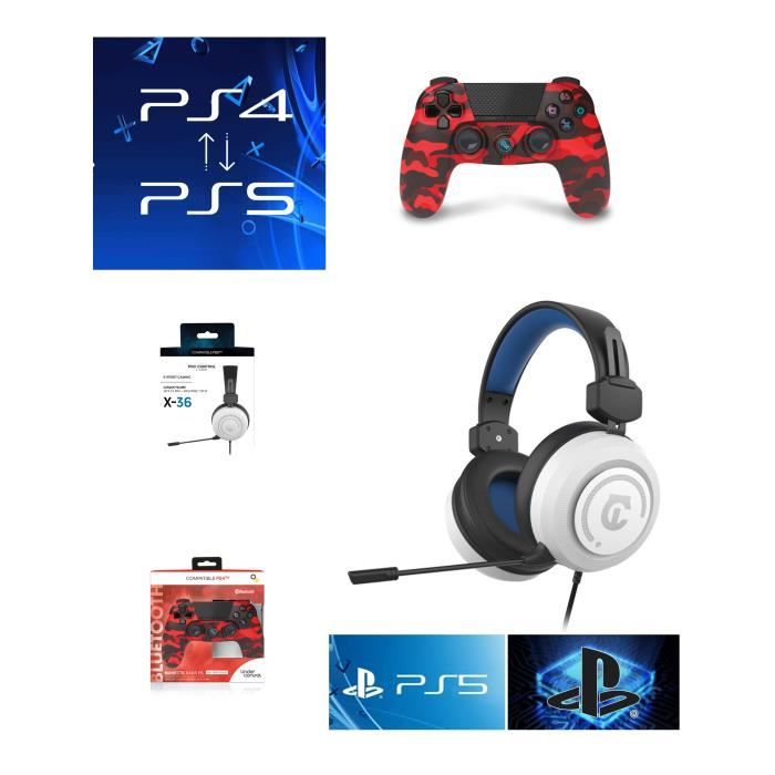 Pack PS4 Bluetooth URBAN fire rouge 3.5 JACK + Casque