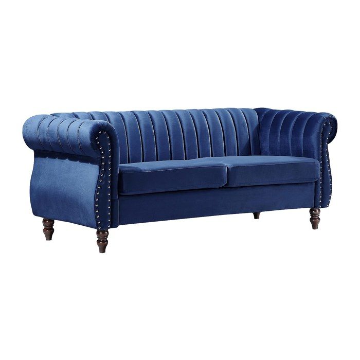 Canapé chesterfield 3 places en velours bleu roi TRUMBO Canapé chesterfield 3 places en velours bleu roi TRUMBO
