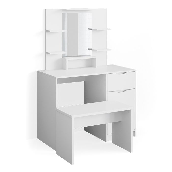 Coiffeuse Vicco Ruben blanche, table de maquillage, commode de maquillage Coiffeuse Vicco Ruben blanche, table de maquillage, commode de maquillage