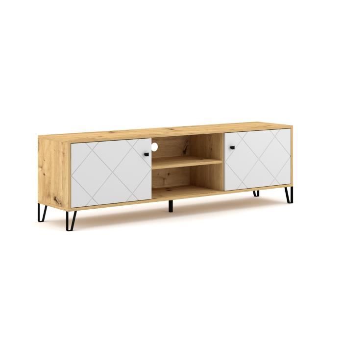 Meuble TV - VIVALDI - BILBAO - 183 cm - Chêne artisan / Blanc - Design contemporain Meuble TV - VIVALDI - BILBAO - 183 cm - Chêne artisan / Blanc - Design contemporain
