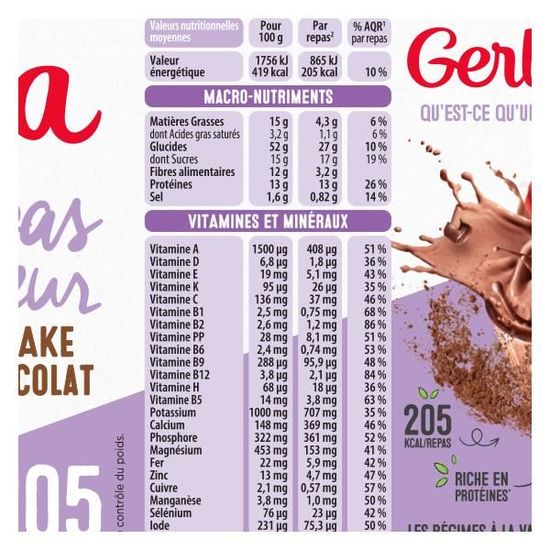 Milkshake minceur chocolat 436 g Gerlinea