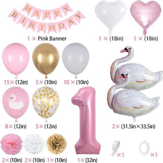 Deco Anniversaire Fille 1 An, Rose Arche Ballon Anniversaire 1 An, Decoration  Anniversaire 1 An Fille, Ballon Anniversaire R[H6664] - Cdiscount Maison