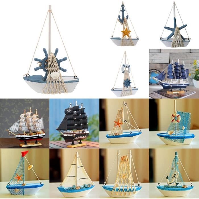 40x60cm - 16"x24")Bateau En Bois Bleu Décor Nautique Vecteur De Pêche