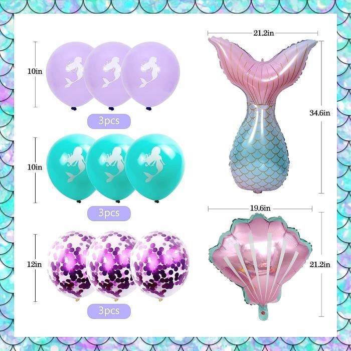 Decoration Anniversaire Fille 5 Ans Sirene, 100 Pièces Fournitures De