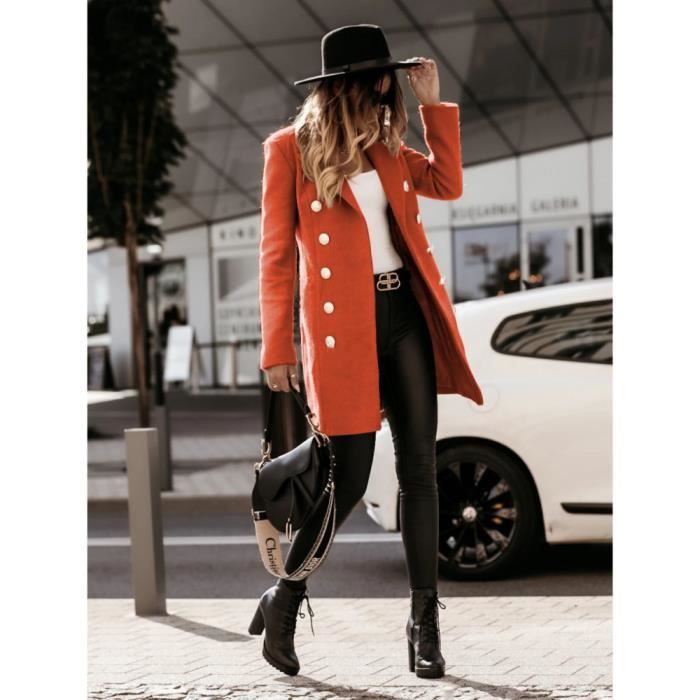 Blazer Femme Chic Et Elegant Fit Coupe AjusteE Tailleur De Soiree Manteau Manteau Femme ELeGant Blazer Costume Automne Printemps Orange Cdiscount Pret a Porter