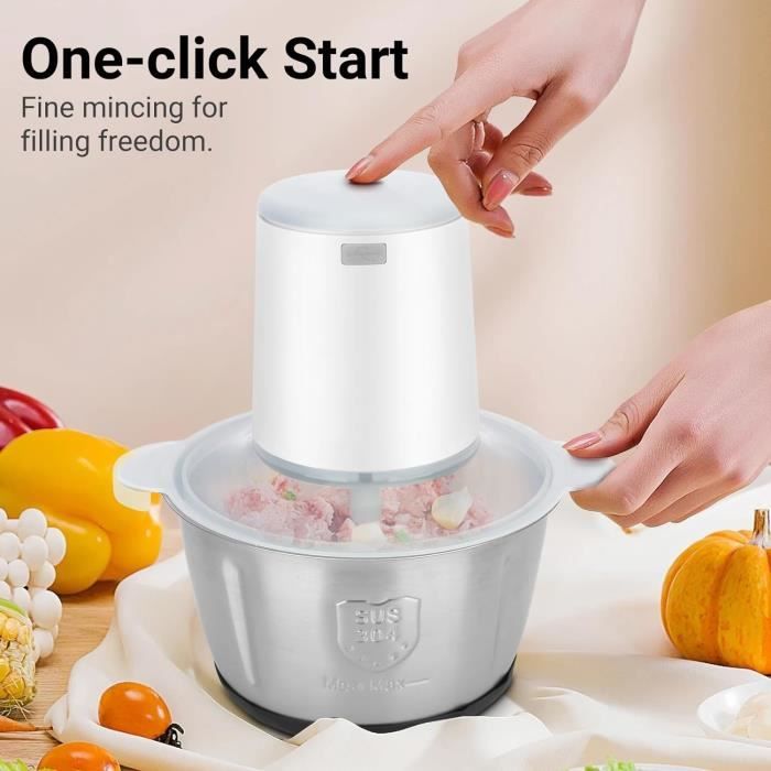 Hachoir électrique - Mini hachoir universel pour l'ail, les fruits, les légumes et les aliments pour bébé (250 ml