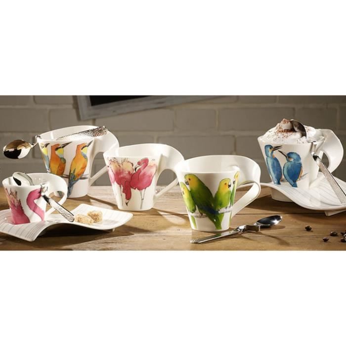 Tasse à Café 330 Ml - Série Genuss Classe N° 3 Tasse En Porcelaine Avec Piece Design Urban Chic Violet Rose Noir Orange Bleu