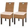 822172 - Design Furniture | Lot de 2 Chaises de salle à manger Chaise de cuisine Chaise à dîner Rotin Kubu Bois de manguier-2
