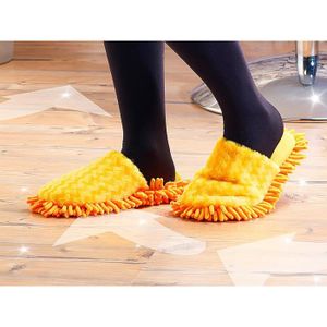 Lot De 2 Chaussons Lavables Pour Nettoyer Les Sols - Matière Chenille Douce Et Élastique - Remplacent La Serpillère - Réutilisables