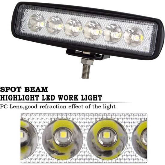 RIGIDON Lot De 2 Phares De Travail LED 6 Pouces 18W - Projecteur Longue Portée Étanche IP67 12V 24V