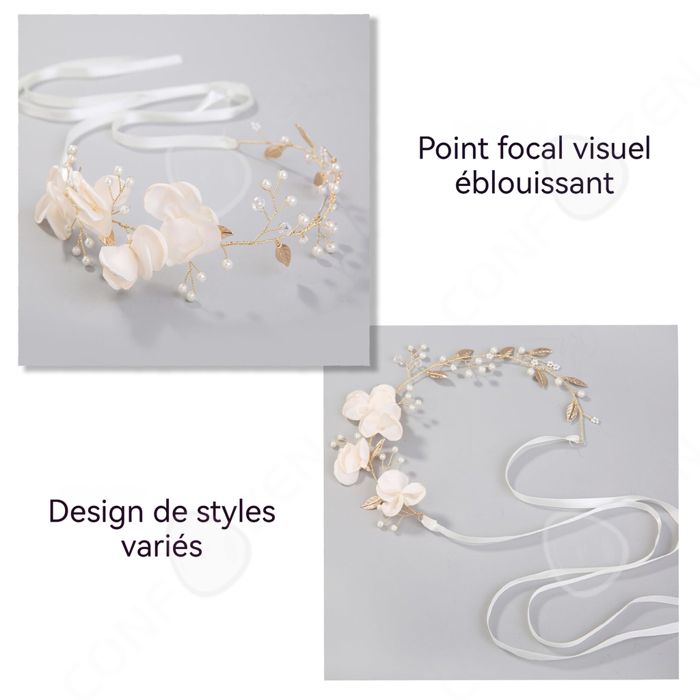 6 Bandeaux De Cheveux Satinés Avec Perles - Accessoire Mode Femme/fille (noir)