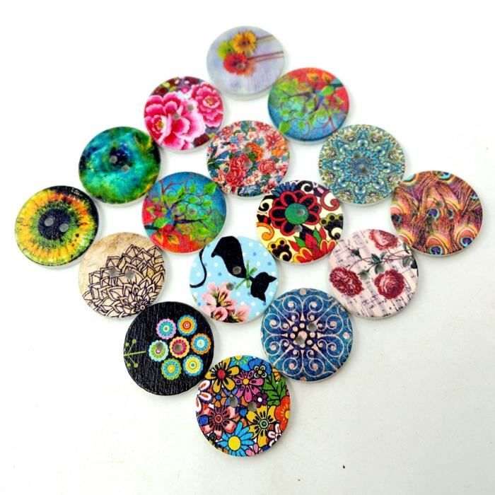 Lot De 20 Boutons Scrapbooking Rouge 13 Mm - Boutons Plats 2 Trous Résine, Mercerie Création