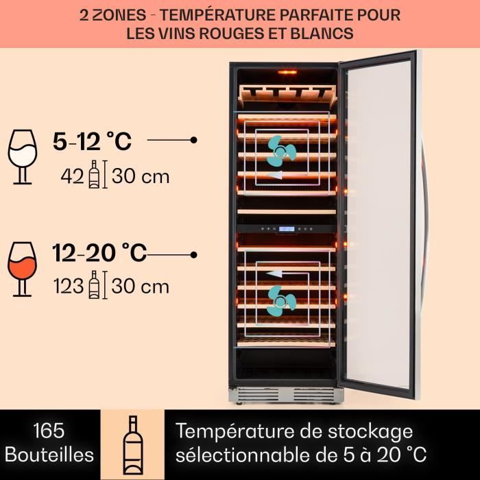 Cave à vin - Klarstein - multi-températures - Armoire à vin - 2 zones - 34  bouteilles - Porte vitrée - Cdiscount Electroménager