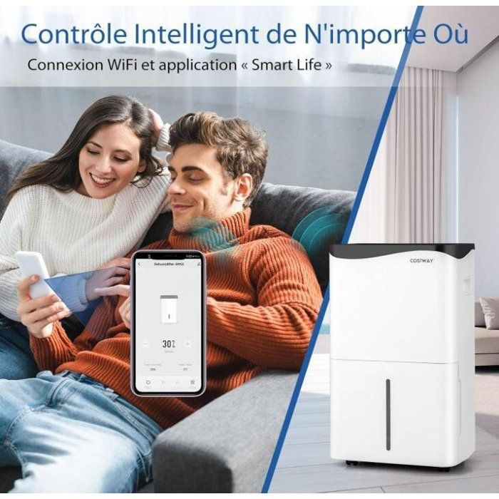 Déshumidificateur électrique 50L/jour - Pour Cave, Chambre, Salle De Bain - Réservoir 4,5L