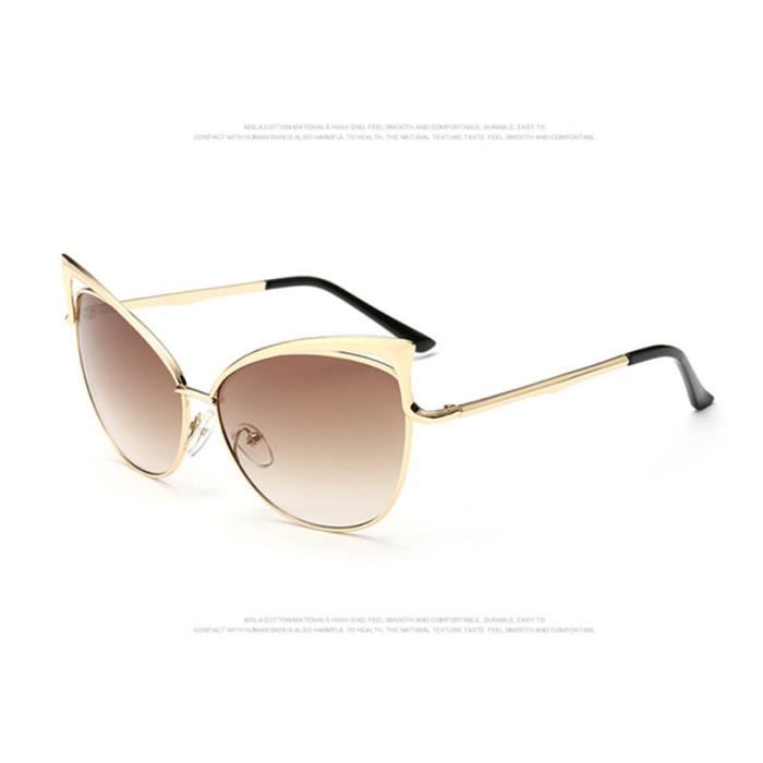 SHARPHY Lunettes de soleil femme luxe marque 2017 ete ronde brun fonce jolie cadres d or les lentilles brun fonce Achat Vente lunettes de soleil Femme Adulte Marron Cdiscount