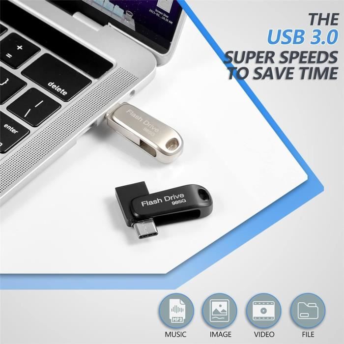 Clé USB 982 Go USB 3.0 Imperméable Cle USB 982 Go Métal Clef USB avec Porte- clés pour Ordinateur/PC Stockage de Données : : Informatique