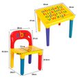GIANTEX Ensemble Table et 2 Chaises Enfant Imprimé Alphabet pour Loisirs Créatifs des Petits avec Couleurs Vives-3