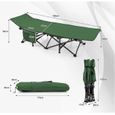 Lit de Camping Pliant GYMAX - Charge 160KG - Pochette 3-en-1 - Sac de Transport - Vert-3