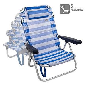 AKTIVE Chaise Pliante Camping Rayée – Siège Confort Avec Porte-Verre, Idéale Plage, Jardin, Randonnée (110 Kg)
